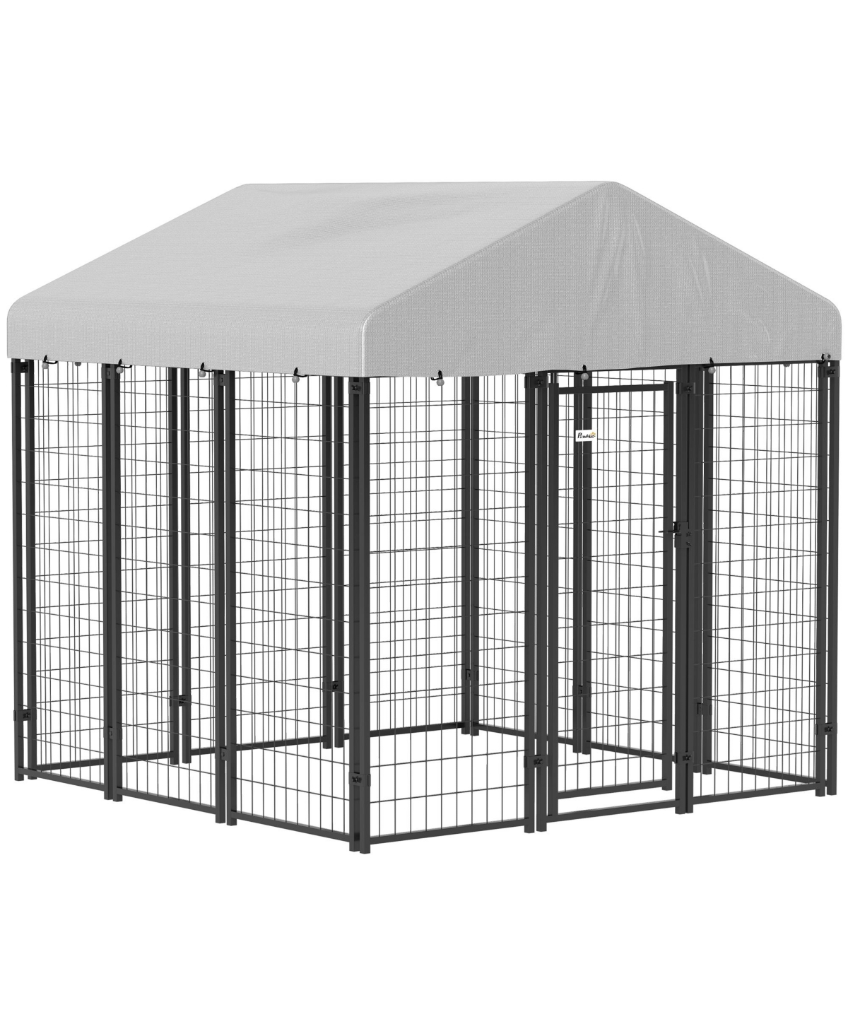 Outdoor Dog Kennel, Dog Playpen Enclosure with Roof, 6' x 6' x 6' - Silver