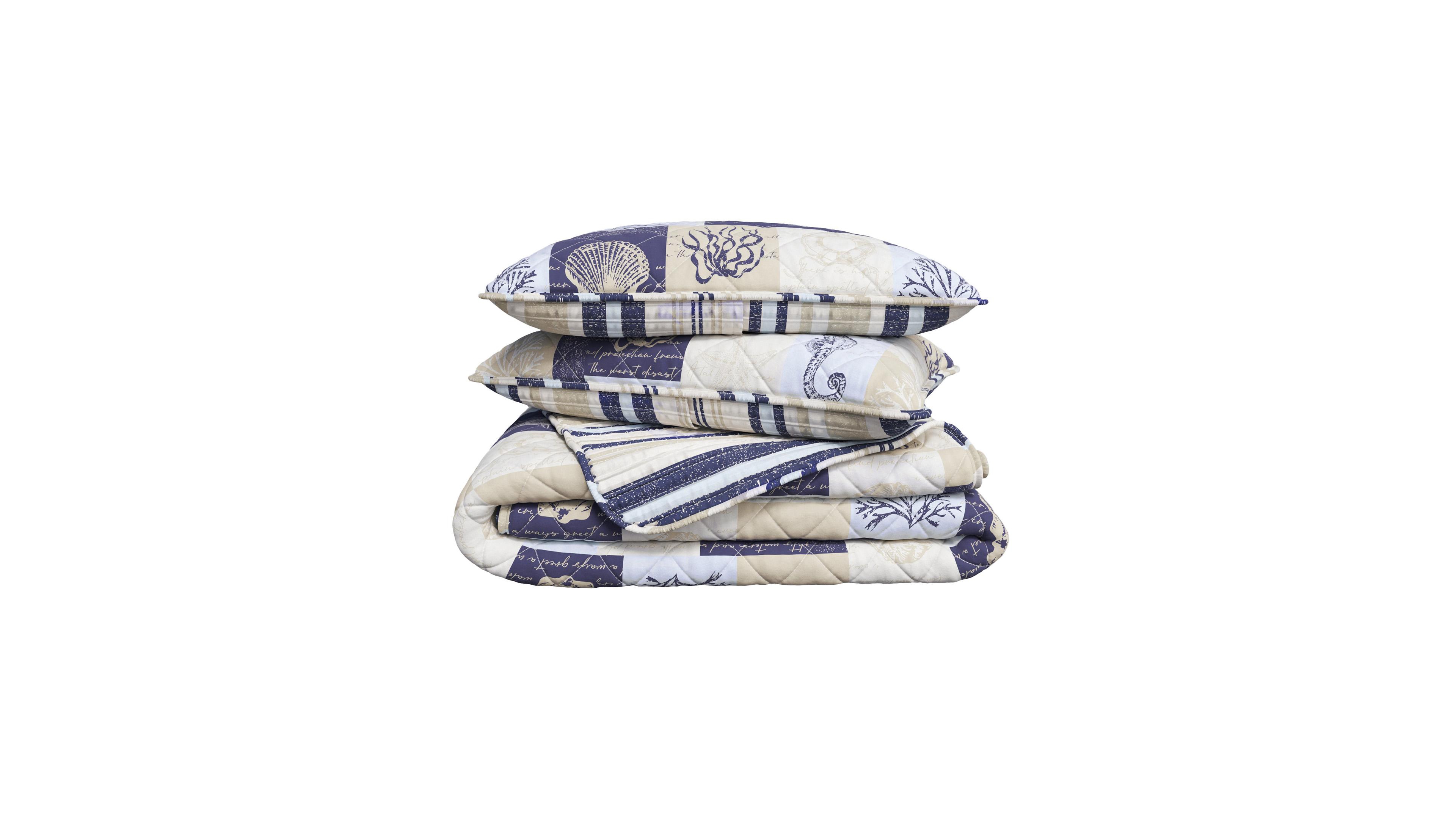 Linery & Co. Seashell Patchwork Microfiber Quilt Set With Shams