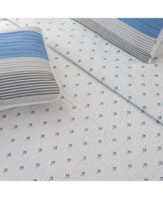 Striped Microfiber Quilt Set With Shams