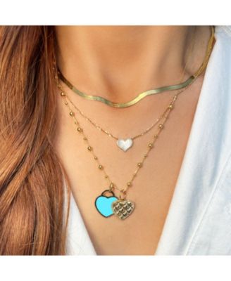 Turquoise Heart Padlock Charm 15 millimeters