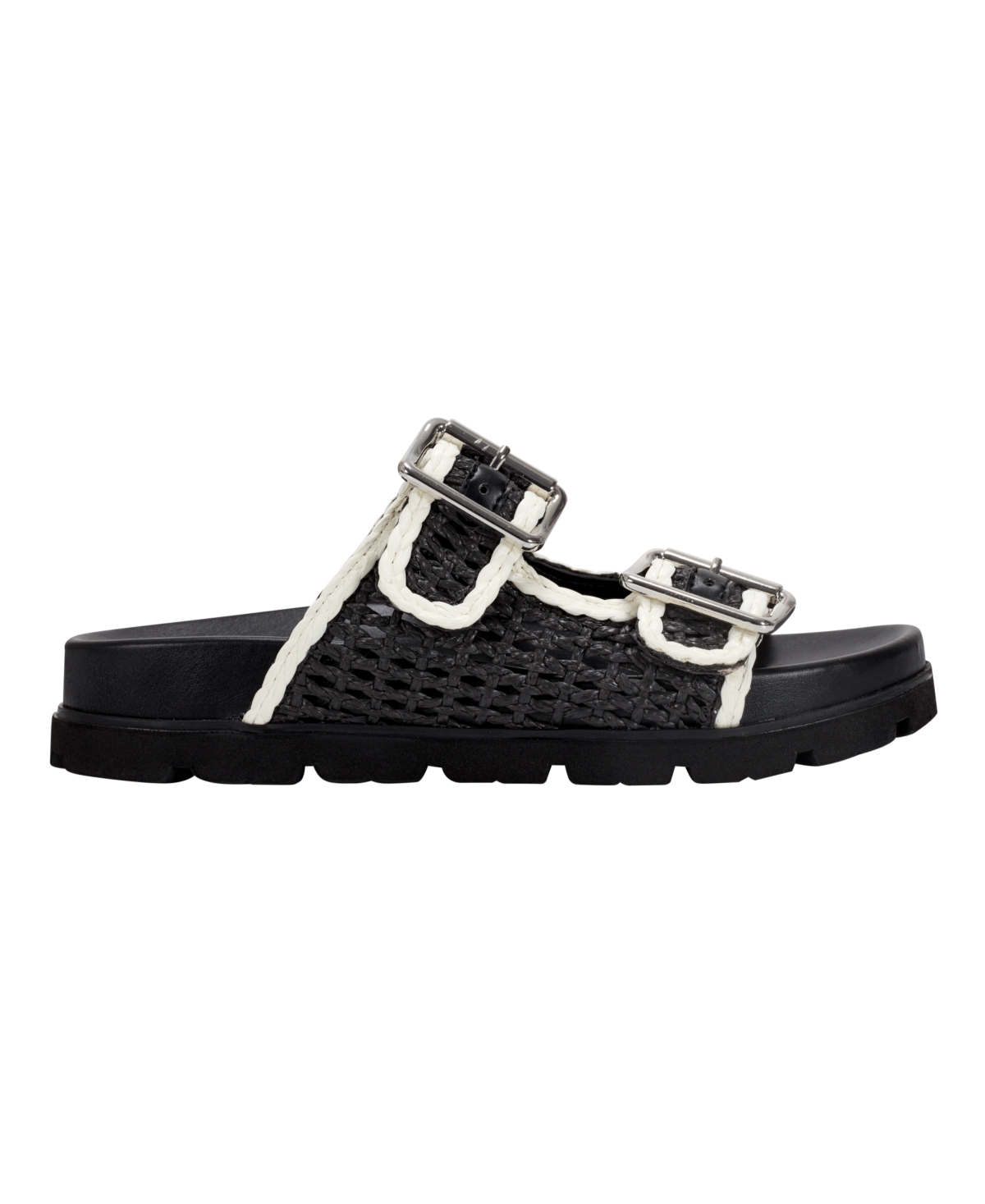 Marc Fisher Ltd Raffia Dual-buckle Sporty Sandals In Black