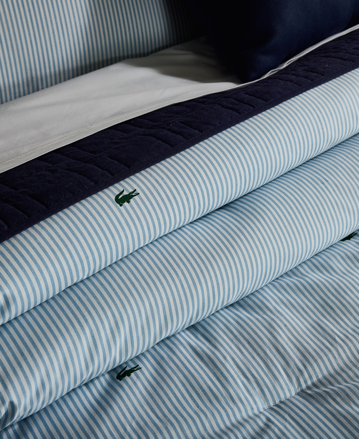 Lacoste Home Pinstripe Croc Cotton 2-pc. Comforter Set, Twin In Blue