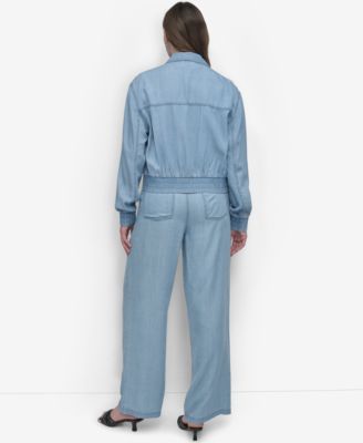 Women's Chambray Zip-Front Bomber Jacket