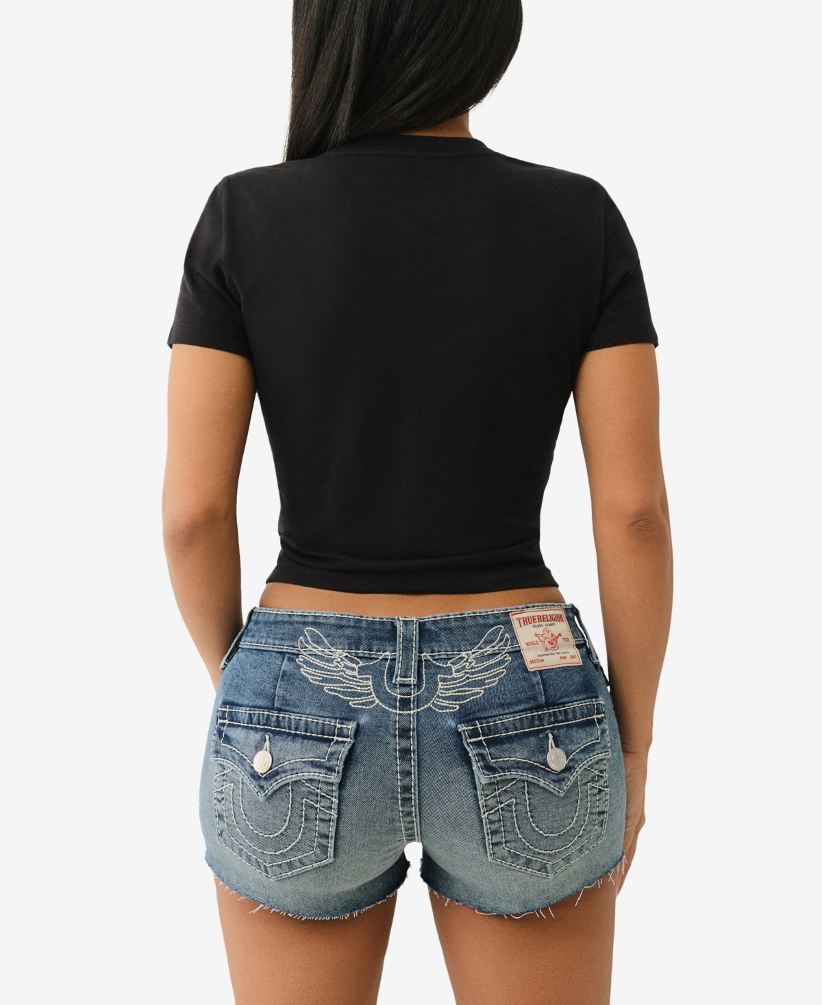 Shop True Religion Women's Ss Crystal Tiger Baby Crewneck T-shirt In Black