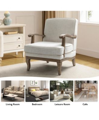 Rinaldo Wooden Upholstered Armchair with Wooden Legs