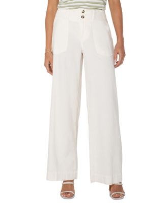 Liverpool Los Angeles Womens Utility Patch Pocket Wide Leg Pants 0p 16 In White