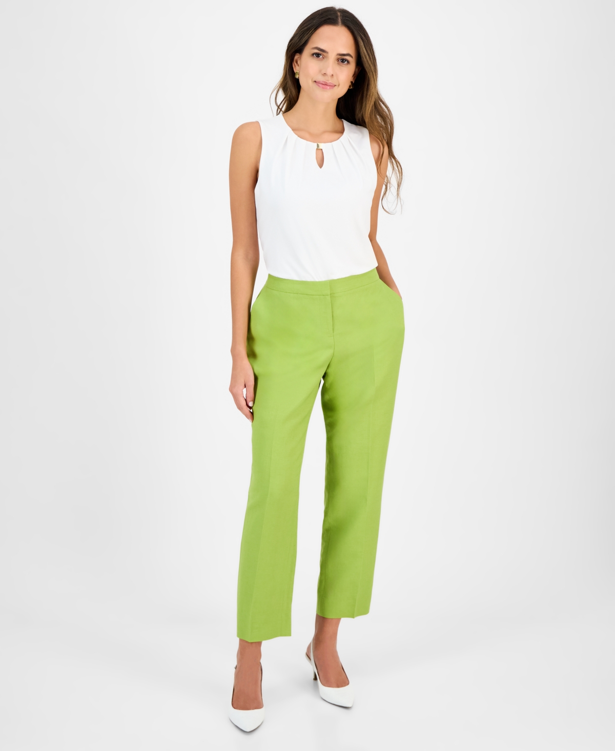 Women's Mid-Rise Straight-Leg Ankle Pants, Regular & Petite - Summer Straw