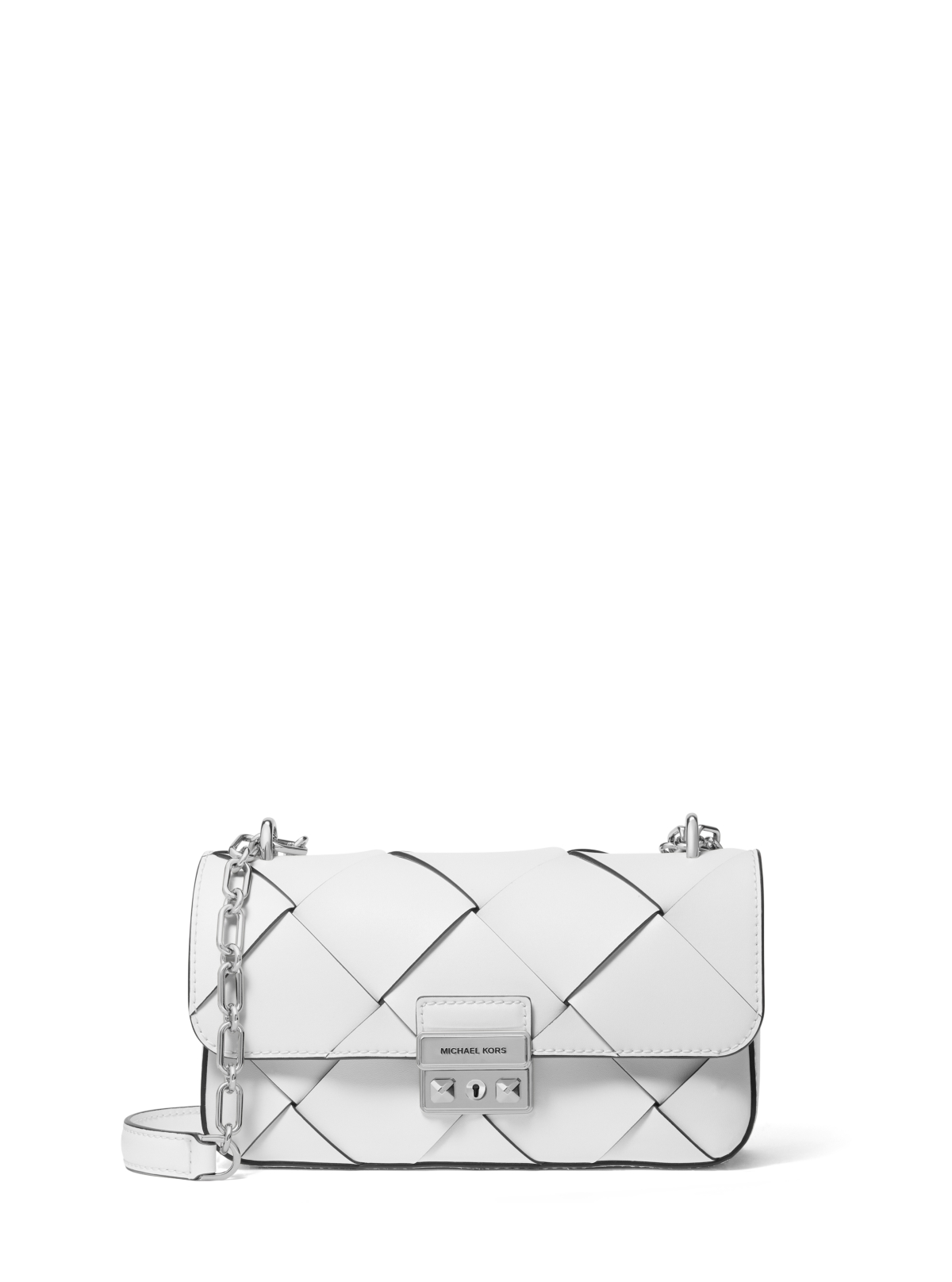 Michael Kors Michael  Tribeca Small Convertible Chain Shoulder Bag In Optic White