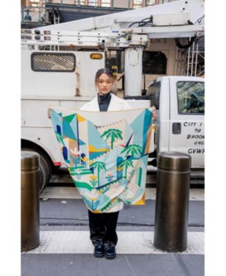 Double Sided Wool Silk Scarf Of Tropical Breeze