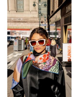 Double Sided Wool Silk Scarf Of Floral Mountain