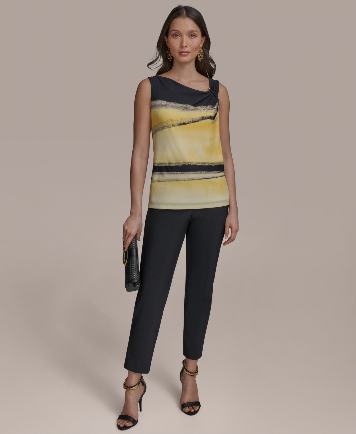 Donna Karan New York Abstract Print Sleeveless Top In Limoncello Multi