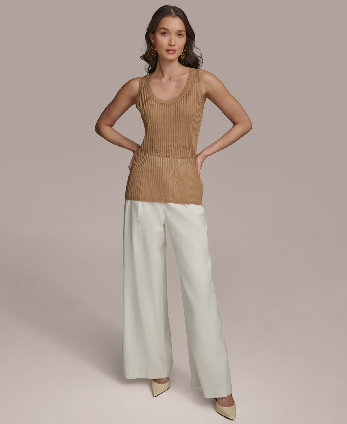 Shop Donna Karan Women's Ribbed Sweater Shell In Hazelnut