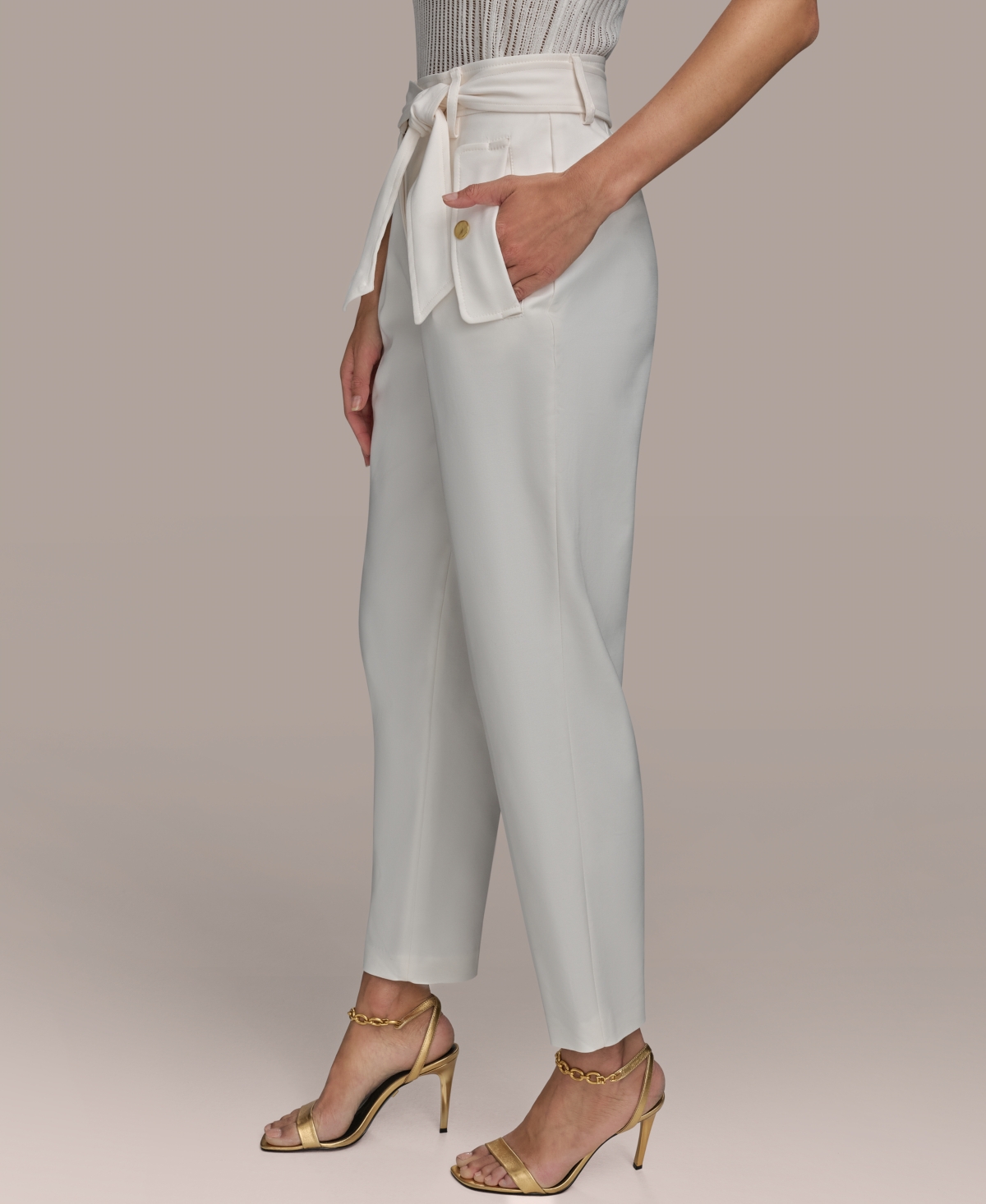 Donna Karan Women's Cotton-blend Slim-leg Pants In Cream