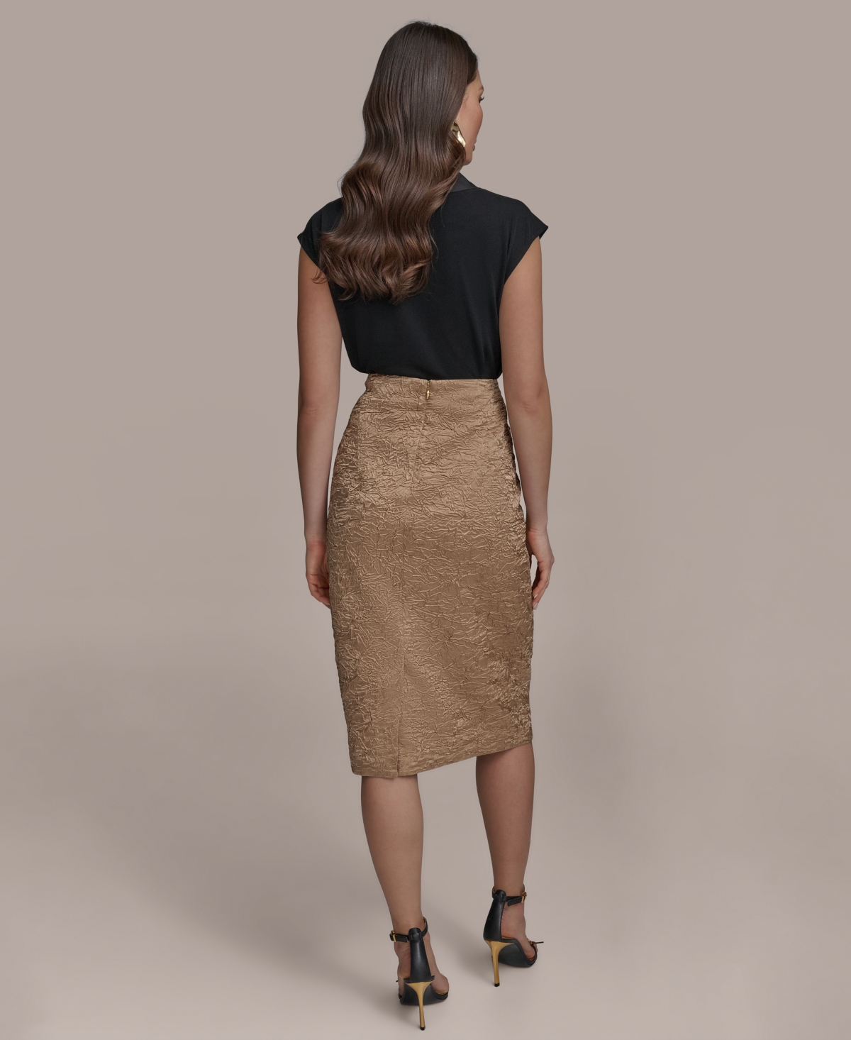 Shop Donna Karan Women's Crinkled Pencil Skirt In Hazelnut