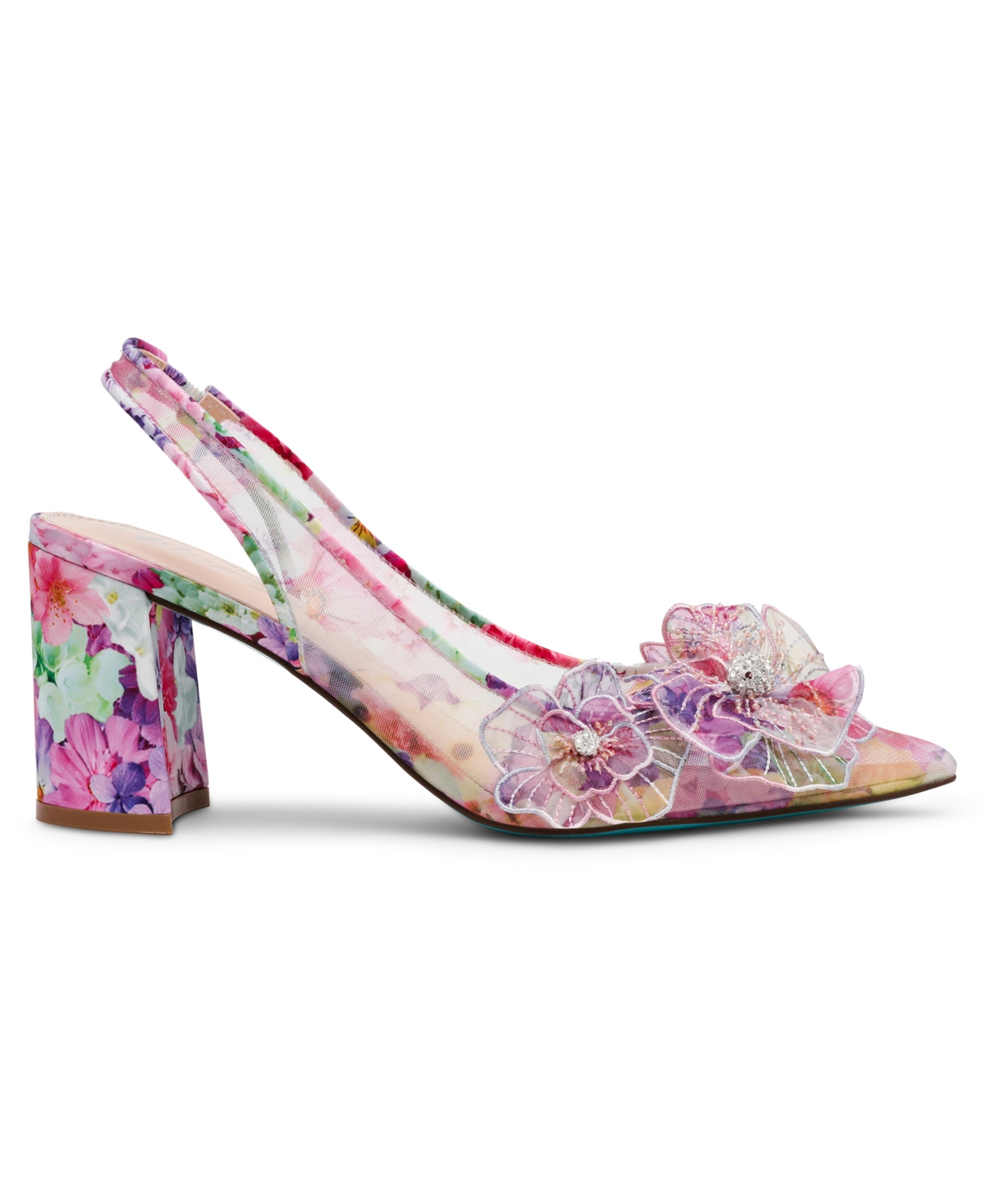 BETSEY JOHNSON WOMEN'S PETRA FLOWER APPLIQUE SLINGBACK PUMPS 