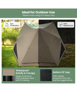 6-Sided Pop-up Family Tent with Rainfly, Skylight, 3 Doors, 3 Windows
