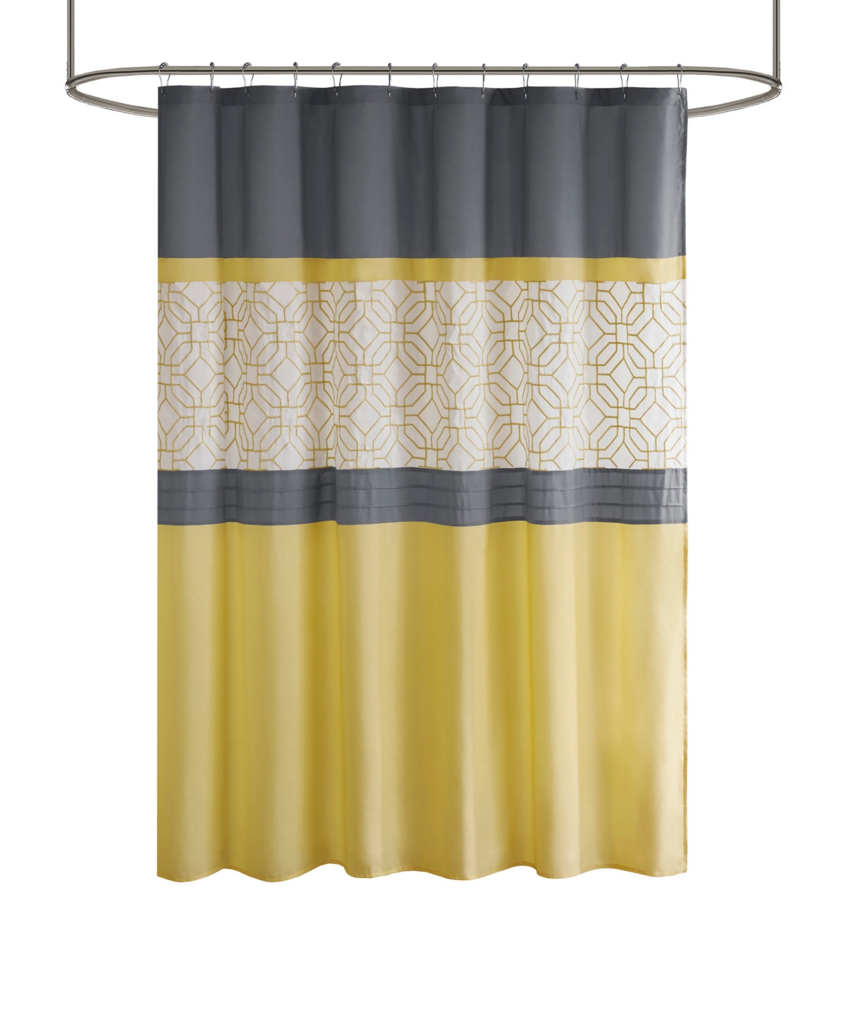 510 Design Donnell Embroidered Shower Curtain, 72" X 72" In Yellow,gray