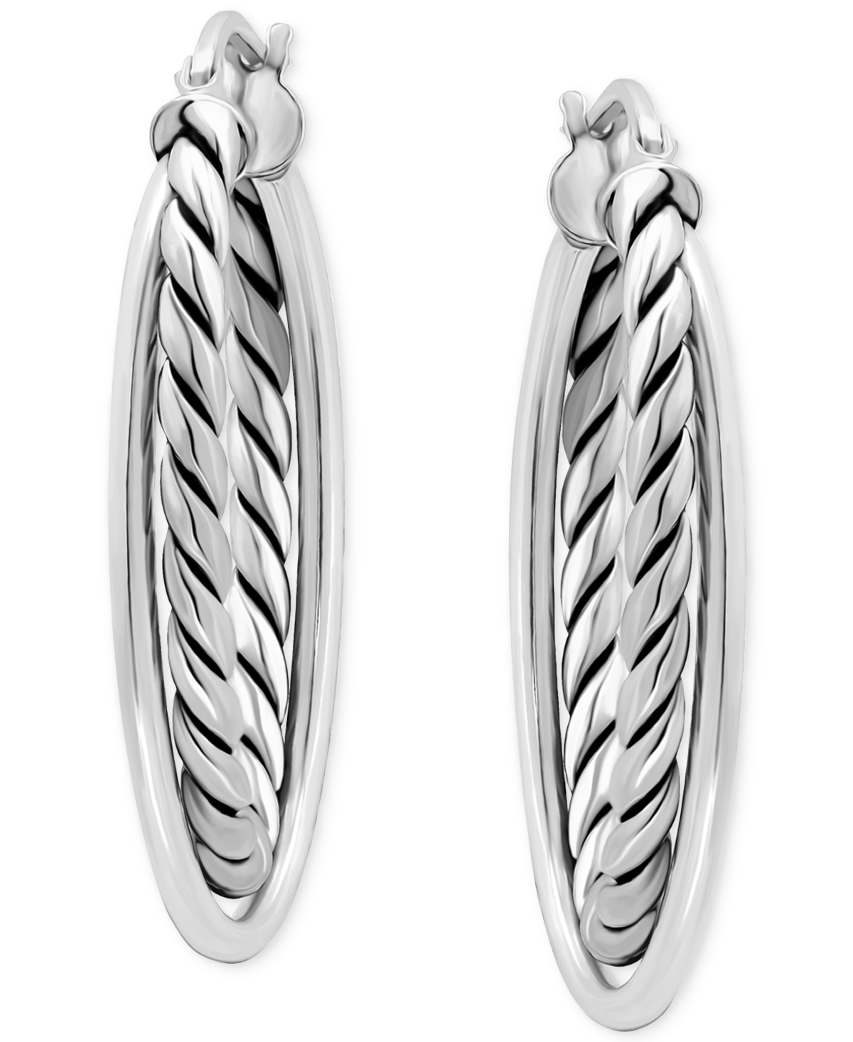 GIANI BERNINI ROPE TWIST MEDIUM HOOP EARRINGS IN STERLING SILVER, 1-1/8", EXCLUSIVELY AT MACY'S 