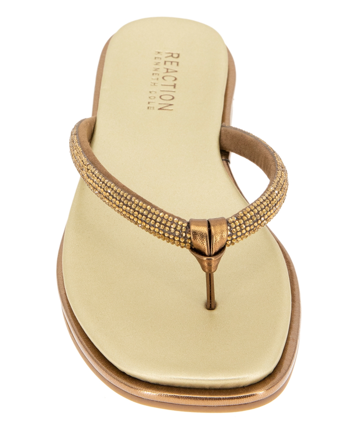 Kenneth Cole Reaction Women's Wynwood Crystal Strap Flat Sandals In Bronze