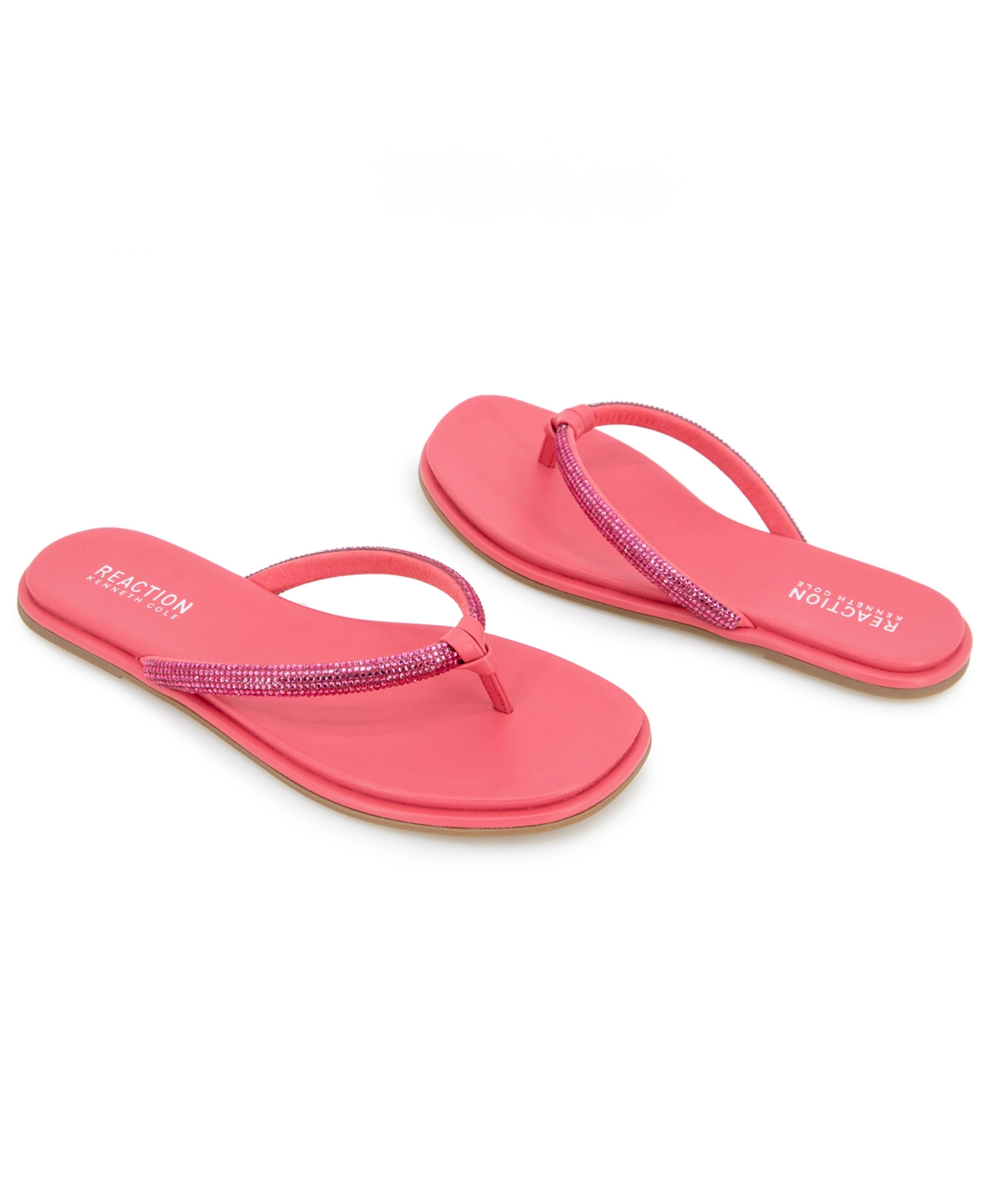 Kenneth Cole Reaction Women's Wynwood Crystal Strap Flat Sandals In Geranium