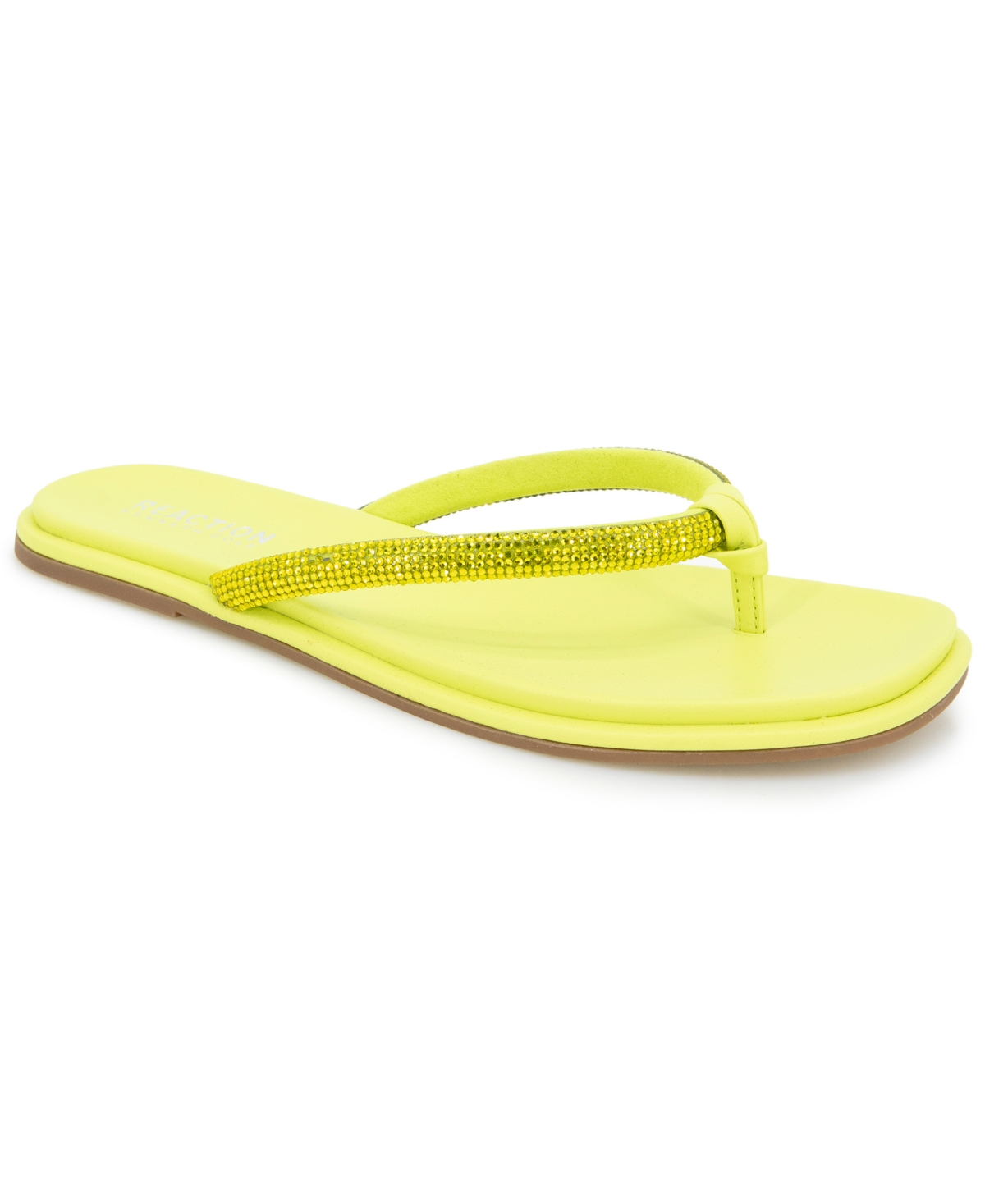 Kenneth Cole Reaction Women's Wynwood Crystal Strap Flat Sandals In Limeade