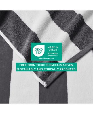 Velour Cabana Stripe Cotton Oversized Beach Towel, 35&amp;#x22; x 70&amp;#x22;