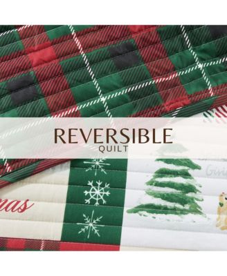 Festive Holiday Reversible Microfiber Quilt Set with Shams