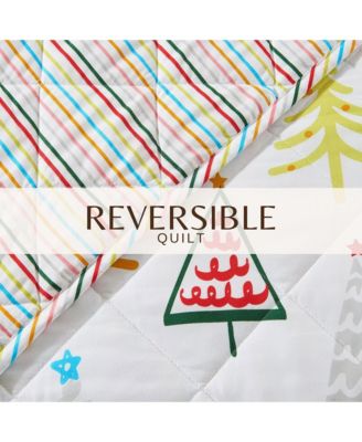 Festive Holiday Reversible Microfiber Quilt Set with Shams