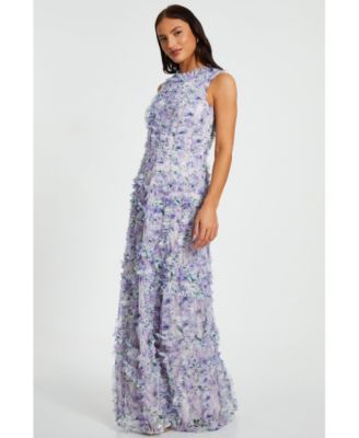 Women's Floral Puff Sleeve Maxi Dress