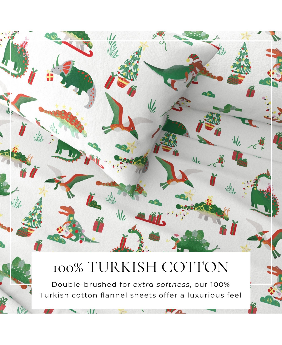 Linery & Co. Ultra-Soft Turkish Cotton Flannel Christmas Print Sheet Set