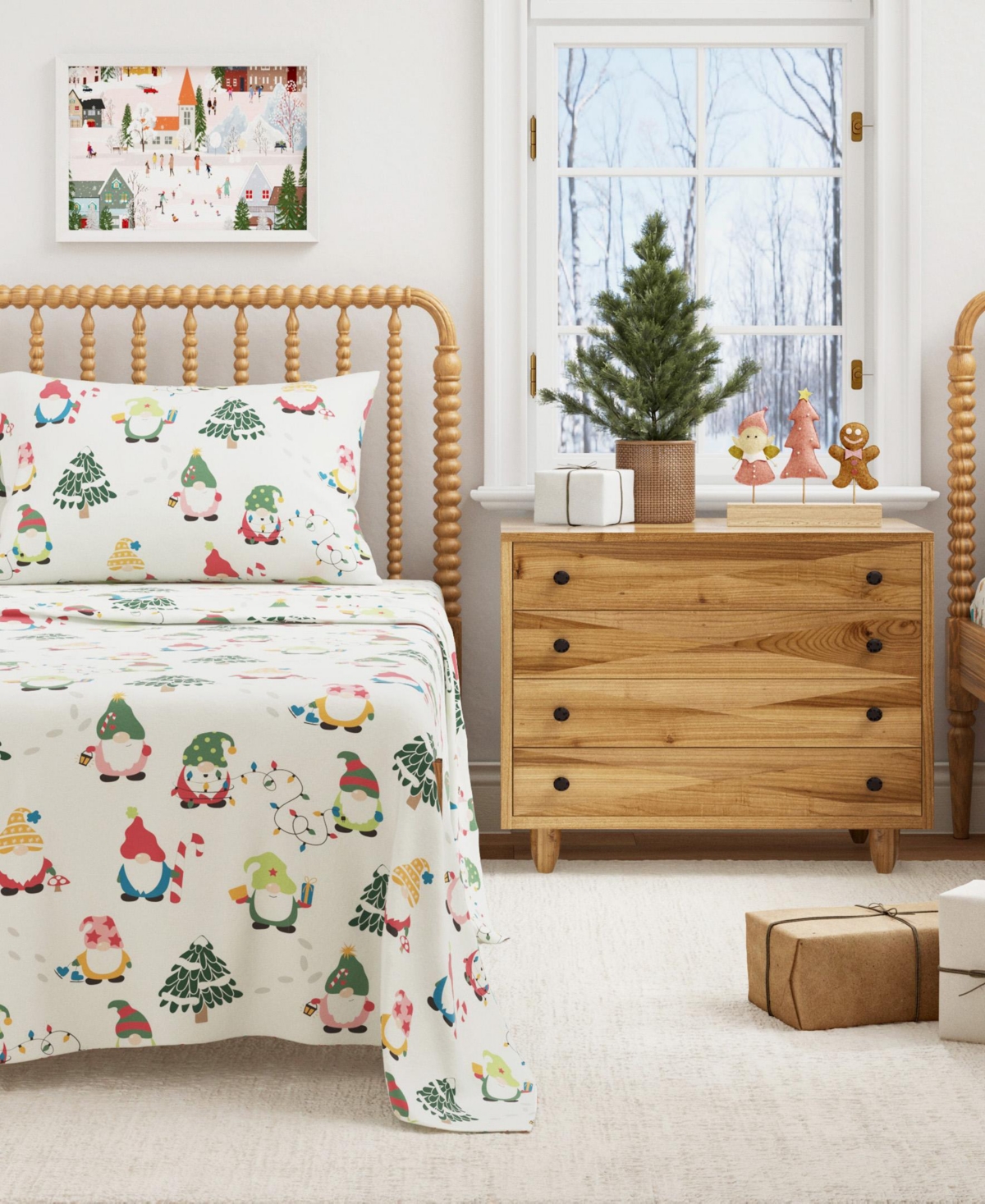Linery & Co. Ultra-Soft Turkish Cotton Flannel Christmas Print Sheet Set