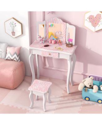 Kids Vanity Set with Drawer and 3 Makeup Accessories