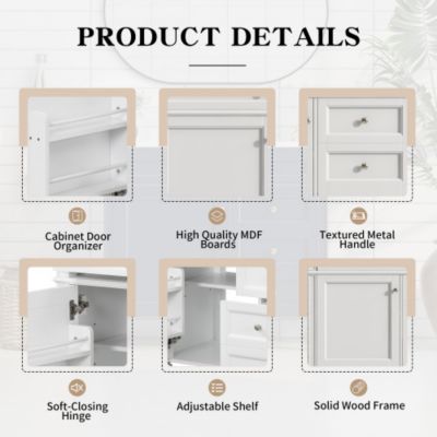 36inch Bathroom Vanity with Top Sink Modern Bathroom Storage Cabinet 2 Drawers Tip out Drawer Single Sink