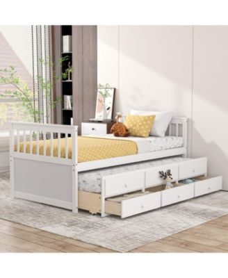 Twin Captain's Bed with Trundle and 3 Storage Drawers