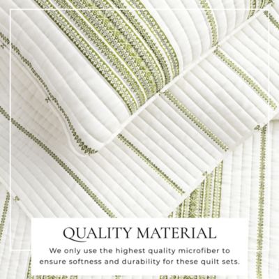 Farmhouse Stripe Microfiber Quilt Set With Shams