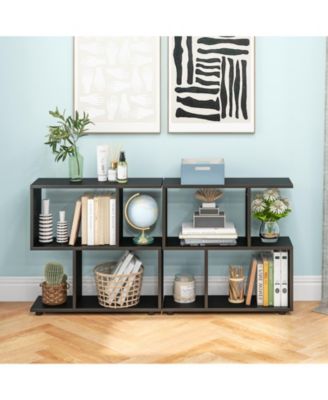 24 Inch 3-Tier Geometric Bookshelf with Thick Foot Pads