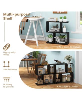 24 Inch 3-Tier Geometric Bookshelf with Thick Foot Pads