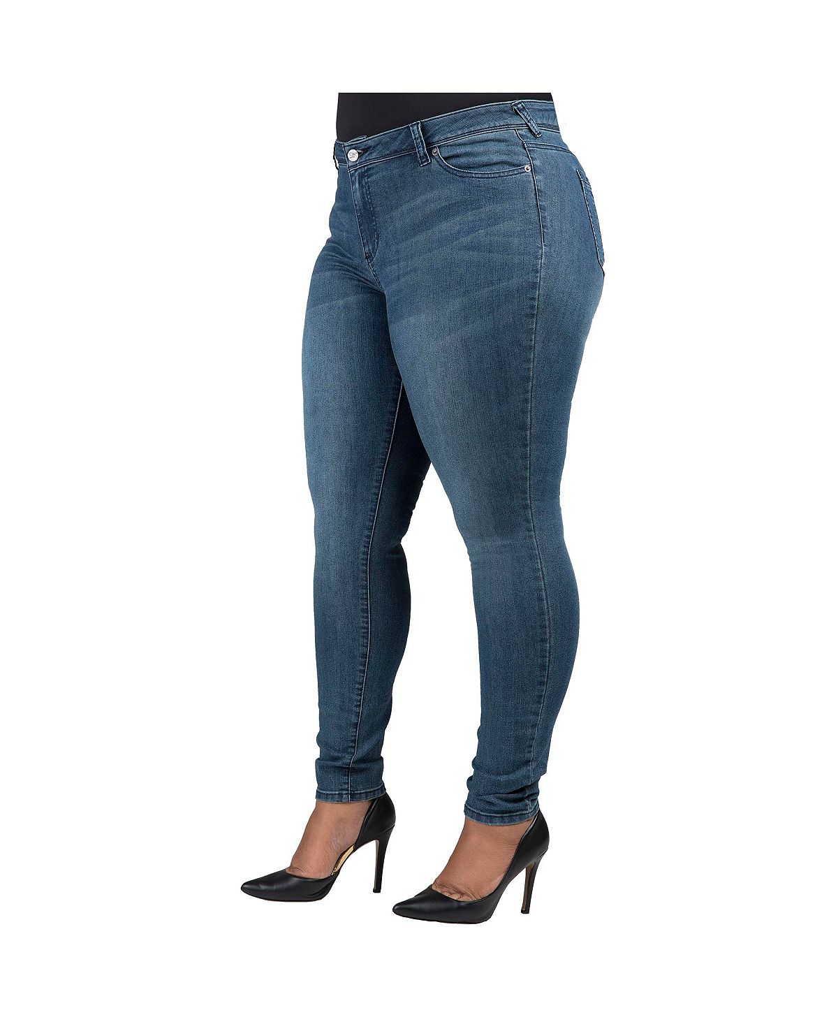 Poetic Justice Plus Size Curvy-Fit Basic 5 Pockets Skinny Jeans Light 29 view 3 — MAYCSS fashion products