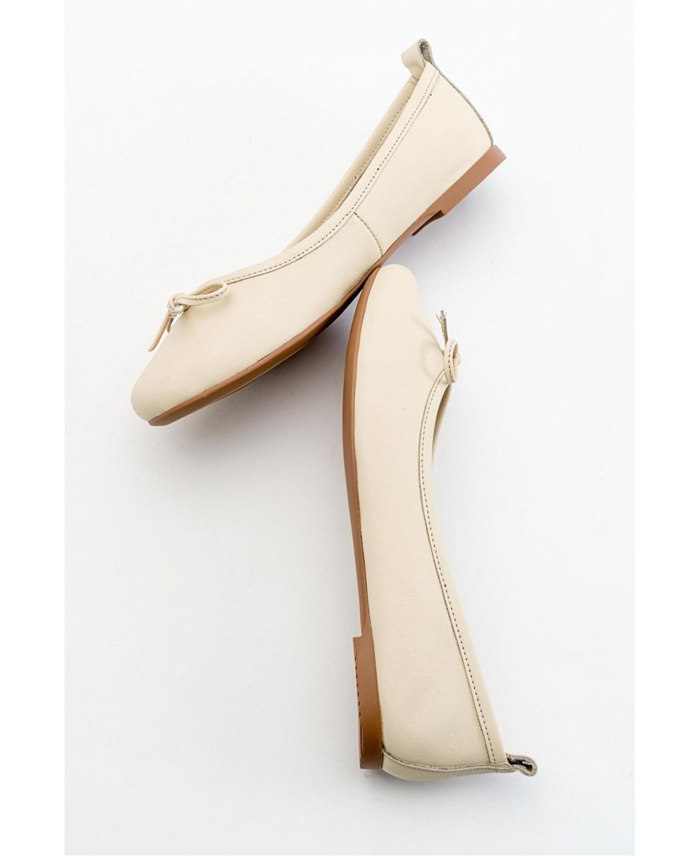 Женские кожаные балетки Forever & Always Shoes Florence, цвет: Бежевый кожаный — фото 5