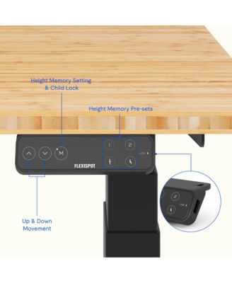 E7-COMMERCIAL 72  W Electric Adjustable Standing Desk, Bamboo Top, Black Base