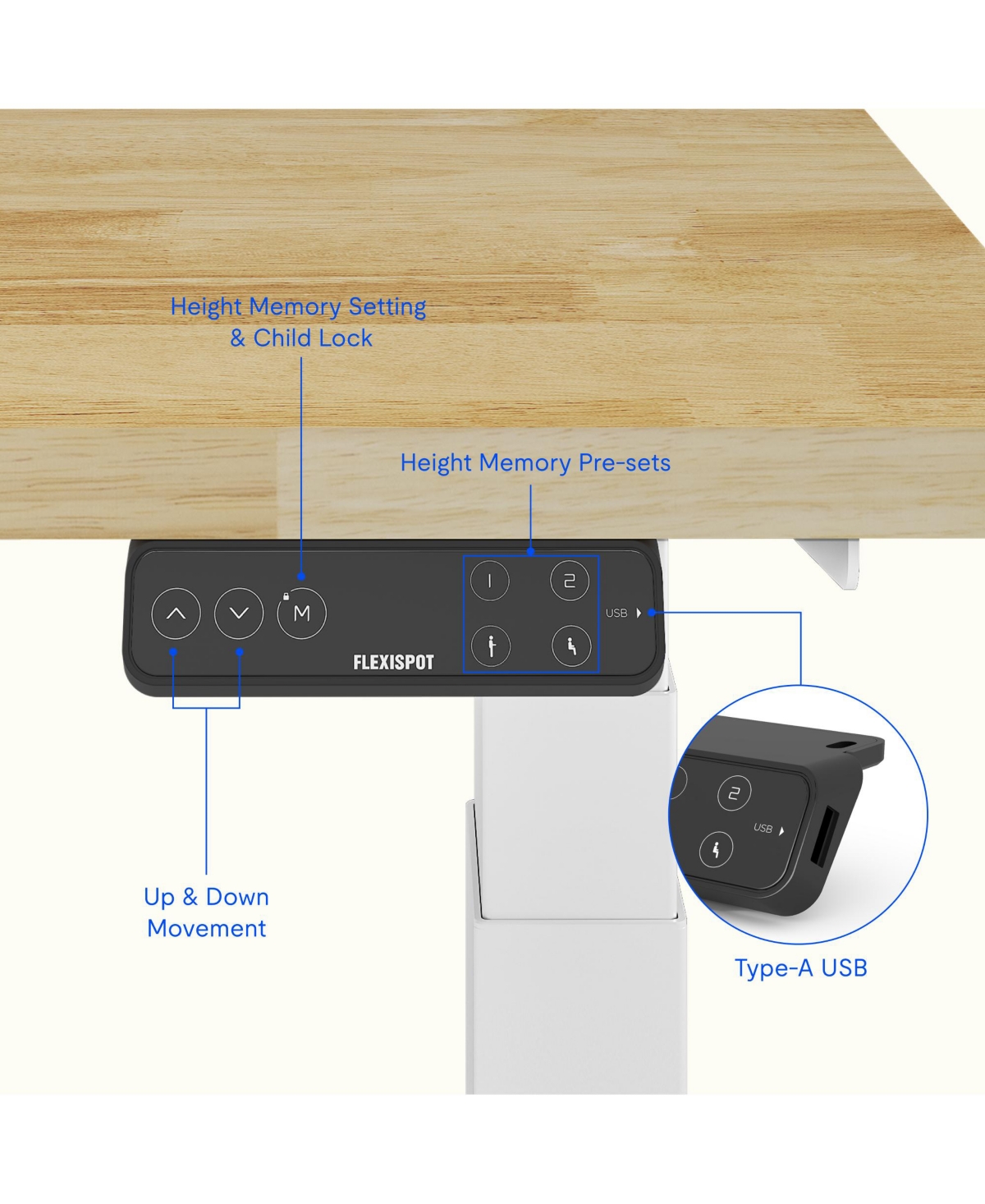 Flexispot E7-commercial W Electric Adjustable Standing Desk, Rubber Wood Top