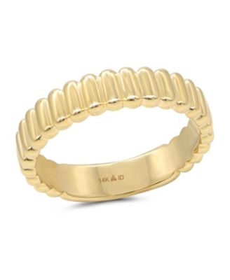 DEVATA Ribbed Band Ring in 14K Gold, Size 5, approx. 2.5 grams