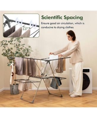 2-Tier Clothes Drying Rack with 33 Drying Rails and Height Adjustable Gullwings