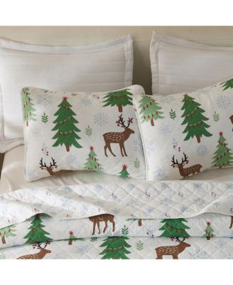 Christmas Trees Microfiber Quilt Set With Shams