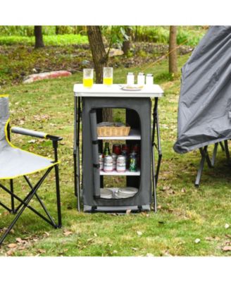 Folding Pop-Up Cupboard Compact Camping Storage Cabinet with Bag