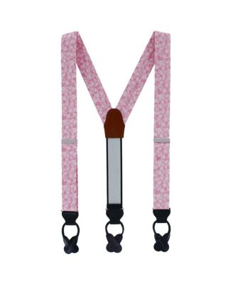 Trafalgar Men's Hanami Cherry Blossom Burst Linen Blend Novelty Button End Suspenders