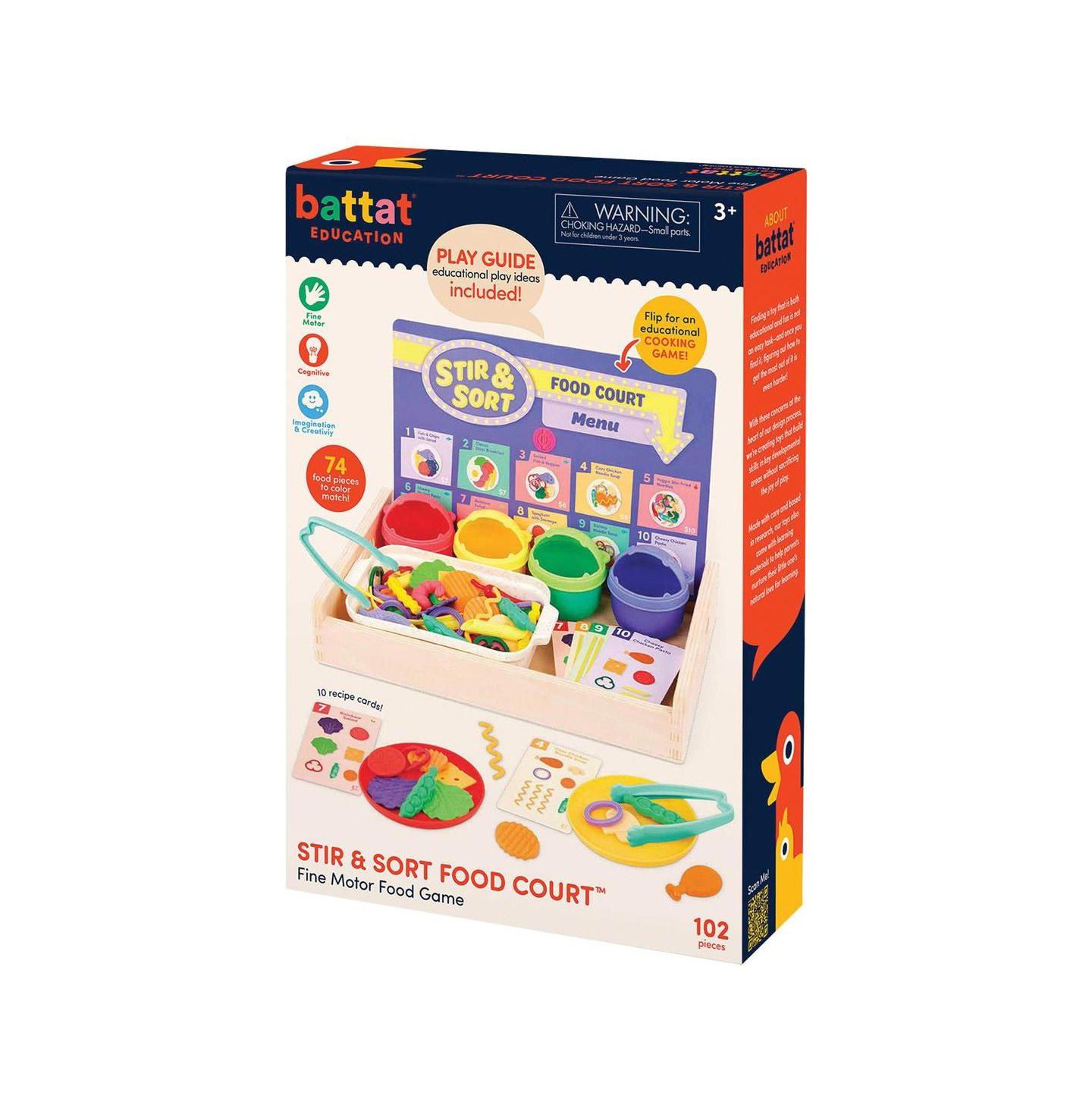 Детские игрушки Battat Stir & Sort Food Court Fine Motor 102-Piece Play Food Set, Ages 3+, цвет: Разноцветный — фото 6