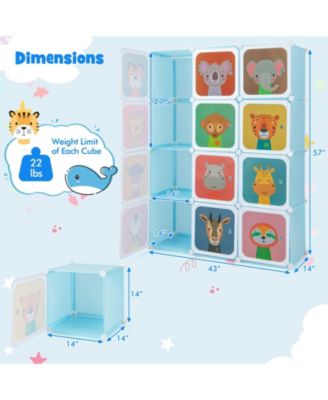 12 Cube Kids Wardrobe Closet with Hanging Section and Doors