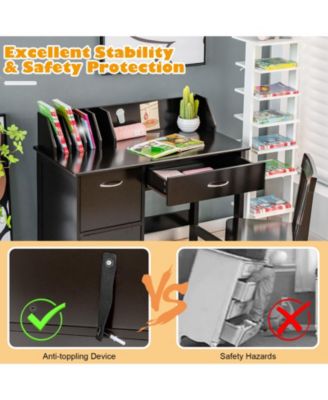 Kids Wooden Writing Furniture Set with Drawer and Storage Cabinet