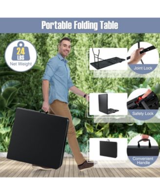 6 ft Portable Folding Table 350 LBS Fold-in-Half Table with HDPE Tabletop